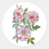 Sticker Rond Beaux roses d'aquarelle réalistes. (Devant)