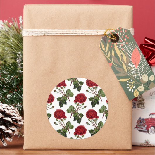 Sticker Rond Beaux Roses Rouges (vacances)