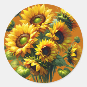 Sticker Rond Beaux tournesols
