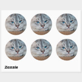 Sticker Rond Beaux yeux bleu chat (Feuille)