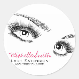 Sticker Rond Beaux yeux Longues cils Lash Extension