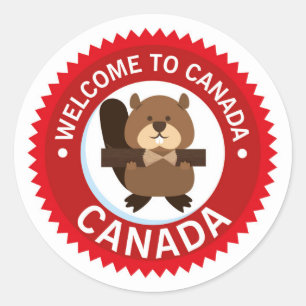 Sticker Rond Beaver Bienvenue Au Canada   Fête du Canada