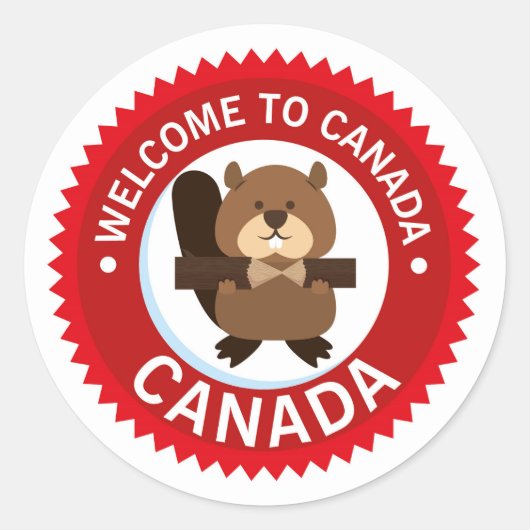 Sticker Rond Beaver Bienvenue Au Canada | Fête du Canada (Devant)