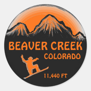 Sticker Rond Beaver Creek Colorado orange snowboard art autocol
