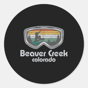 Sticker Rond Beaver Creek Snowboard Rétro Colorado Snowboard