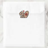 Sticker Rond Beaver de Noël (Sac)