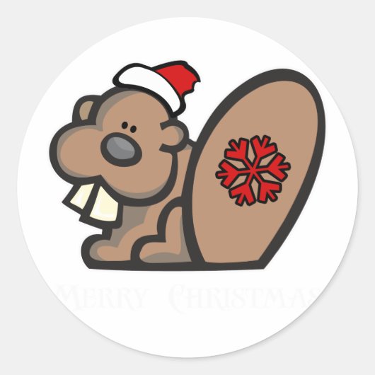 Sticker Rond Beaver de Noël (Devant)