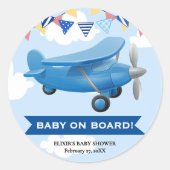 Sticker Rond Bébé à bord ! Baby shower d'avion (Devant)