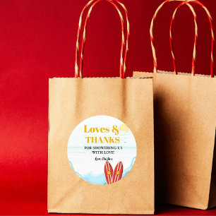 Sticker Rond Bébé à bord du baby shower de plage merci