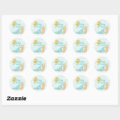 Sticker Rond Bébé à bord Fête de naissance bébé plage de surf (Feuille)