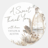 Sticker Rond Bébé À Bord Merci Beach Baby shower (Devant)