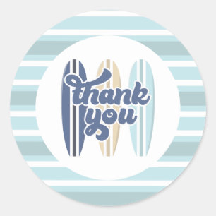 Sticker Rond Bébé à bord Planche de surf Baby Shower Merci