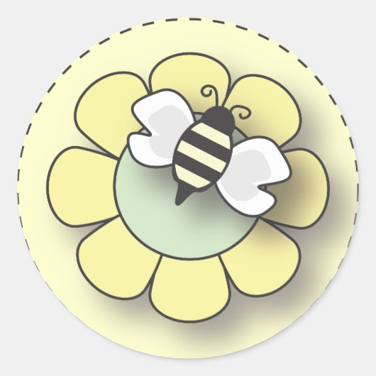 Sticker Rond Bébé abeille en jaune neutre (Devant)