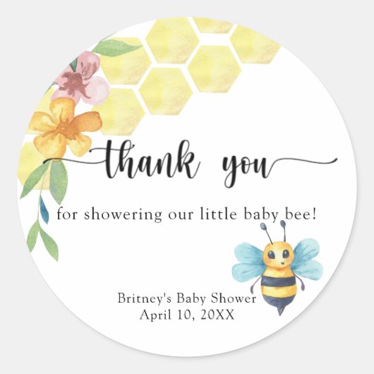 Sticker Rond Bébé Abeille - merci (Devant)