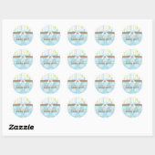 Sticker Rond Bébé adorable Stripes de garçon + Dots Bleu Vert e (Feuille)