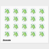Sticker Rond Bébé adorable tortue de mer (Feuille)