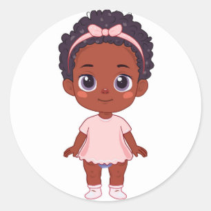 Sticker Rond Bébé afro-américaine petite fille