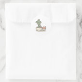 Sticker Rond bébé alligator mignon qui éclot (Sac)
