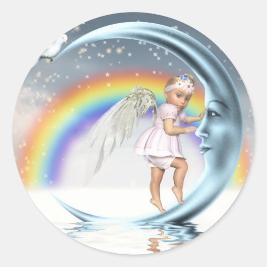 Sticker Rond bébé ange (Devant)