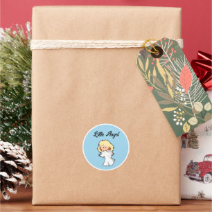 Sticker Rond Bébé ange blond, dessin animé de Noël pour les fêt