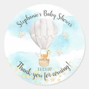 Sticker Rond Bébé Animaux Baby shower de ballon à air chaud 