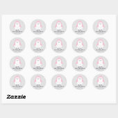 Sticker Rond Bébé Baby shower de pingouin rose (Feuille)