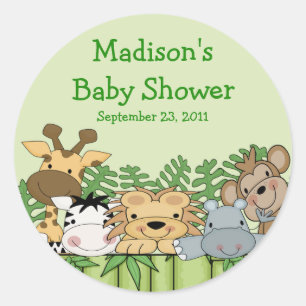 Sticker Rond Bébé Baby shower Safari Jungle