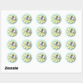 Sticker Rond Bébé Bee en bleu (Feuille)