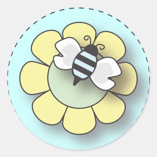 Sticker Rond Bébé Bee en bleu (Devant)