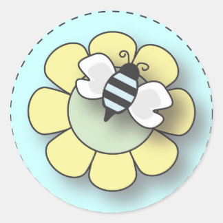Sticker Rond Bébé Bee en bleu