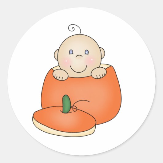 Sticker Rond Bébé blanc en Citrouille (Devant)