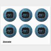 Sticker Rond Bébé bleu clair faux parties scintillant scintille (Feuille)