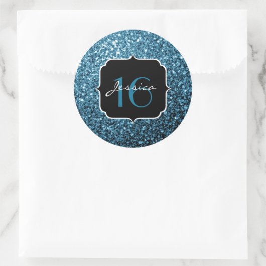 Sticker Rond Bébé bleu clair faux parties scintillant scintille (Sac)