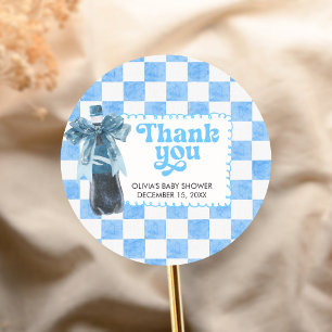 Sticker Rond Bébé Bleu Elle est Prête à Arriver Shower