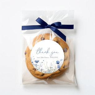 Sticker Rond Bébé Bleu En Fleur Fleur sauvage Douche Favoriser