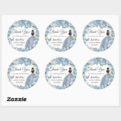 Sticker Rond Bébé Bleu Floral Papillons Argent Princesse Favori (Feuille)