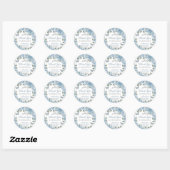 Sticker Rond Bébé Bleu Floral Papillons Argent Princesse Favori (Feuille)