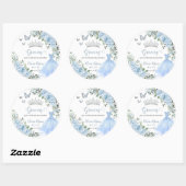 Sticker Rond Bébé Bleu Floral Princesse Robe Argent Quinceañera (Feuille)