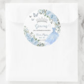 Sticker Rond Bébé Bleu Floral Princesse Robe Argent Quinceañera (Sac)