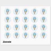 Sticker Rond Bébé Bleu Ice Crème Cône (Feuille)