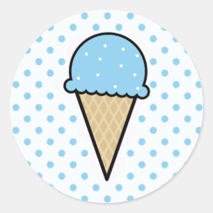 Sticker Rond Bébé Bleu Ice Crème Cône