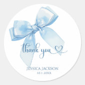 Sticker Rond Bébé bleu  Merci garçon (Devant)