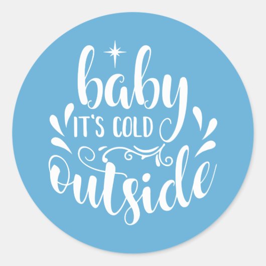 Sticker Rond Bébé Bleu Son Baby shower extérieur froid / Sprink (Devant)