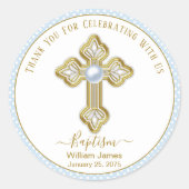 Sticker Rond Bébé Blue Gold Boy Baptême (Devant)