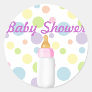 Sticker Rond Bébé Bouteille & Baby shower Pois Sticker/sceau