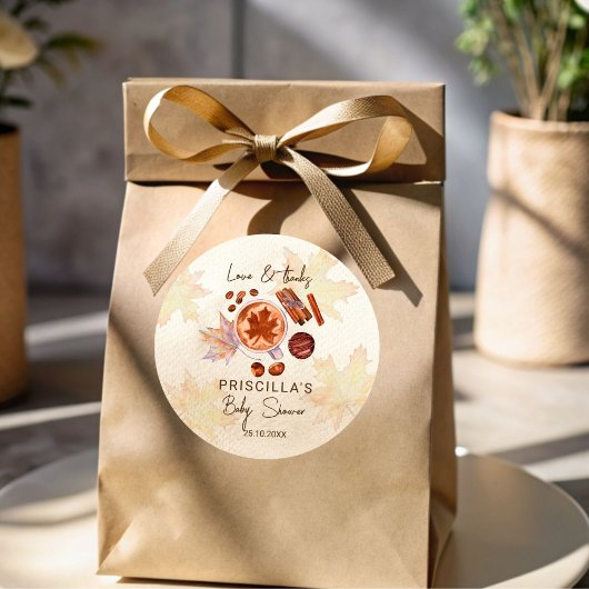 Sticker Rond Bébé brasse automne automne baby shower préféré