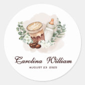 Sticker Rond Bébé brasse de la verdure Baby shower café (Devant)