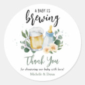Sticker Rond Bébé brasse du Merci de Baby shower vert (Devant)