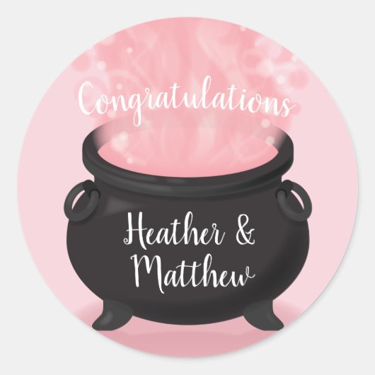 Sticker Rond Bébé brasse Sorcière douche gothique rose fille (Devant)