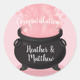 Sticker Rond Bébé brasse Sorcière douche gothique rose fille